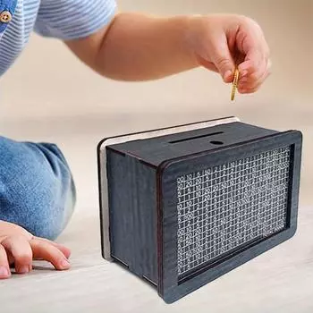 Деревянная копилка Yousheng, накопительная коробка для денег, большая емкость, прочная конструкция, деревянная копилка для денег с декором для стола A