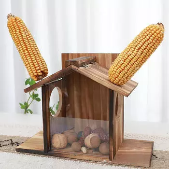 Деревянная кормушка для белок, настенная, забавная, для кормления белок кукурузой и арахисом