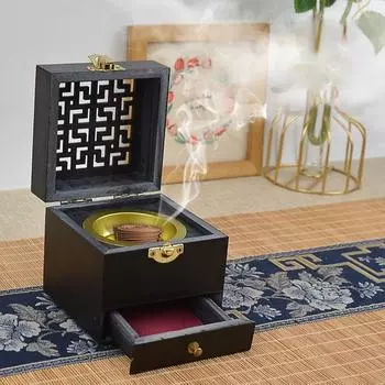 Деревянная коробка для благовоний, ретро деревянная квадратная курильница, держатель для благовоний, ароматерапия, ароматические украшения, офис, домашний декор