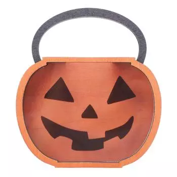 Деревянная коробка для конфет из тыквы, контейнер для сладостей из тыквы с ручкой для праздничного украшения, праздничные принадлежности