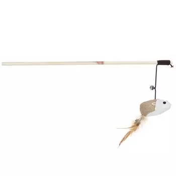 Деревянная кошачья забавная палочка-махалка, игрушки-дразнилки для питомцев, игрушки-мышки с хрустящим колокольчиком, пером и льняной мышкой