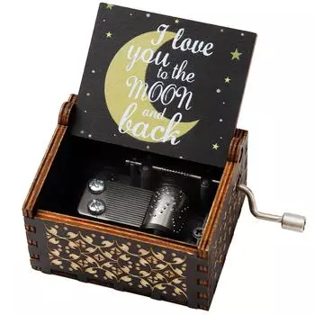 Деревянная красочная черная музыкальная шкатулка, винтажная музыкальная шкатулка с рукояткой, подарки для жены, мужа, подруги, парня на День Святого Валентина, свадьбу, юбилей