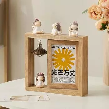 Деревянная креативная фоторамка, украшения для стола, шесть дюймов, семь дюймов, гостиная, винный шкаф, кабинет, офис, дом, мягкие украшения, подарки