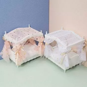 Деревянная кровать для кукольного домика, тонкая работа, ролевая игра, сетка, новинка, прекрасная модель ручной работы розовый