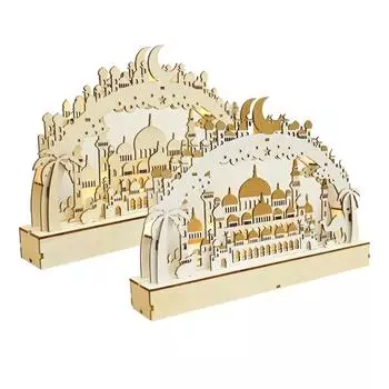 Деревянная круглая лампа, деревянное украшение на праздник Ид, уникальная лампа в форме луны, декоративная лампа для дома и праздничных торжеств, дропшиппинг