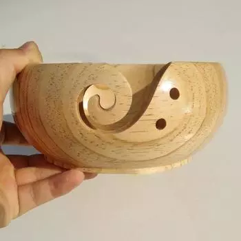 Деревянная круглая миска Yousheng с отверстием для крышки, ручная работа, вязка крючком, миска для хранения клубков пряжи, держатель, органайзер, аксессуары для вязания крючком