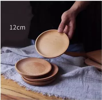 Деревянная круглая сервировочная тарелка Экологичный многоразовый поднос для закусок Обеденные тарелки Натуральные фруктовые десерты Кухонная посуда