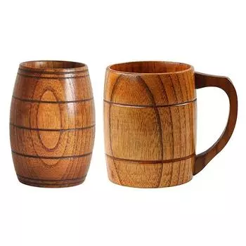 Деревянная кружка, пивная кружка, ретро-фисташка, деревянная кружка, кофейная кружка, чашка для воды, молока, чая, большая пивная кружка, домашний офис, бар, посуда для напитков 200-360ml