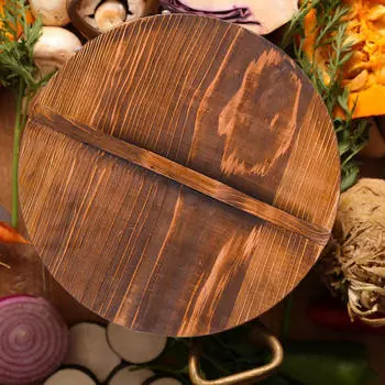 Деревянная крышка для кастрюли ручной работы для безопасного приготовления пищи на открытом воздухе 34cm