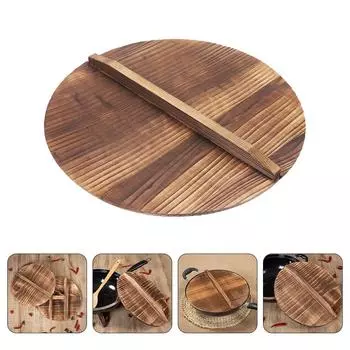Деревянная крышка для вока, деревянная кастрюля для вока, ручная работа, защита от разбрызгивания масла, кухонная толстая крышка для вока, кухонный инструмент