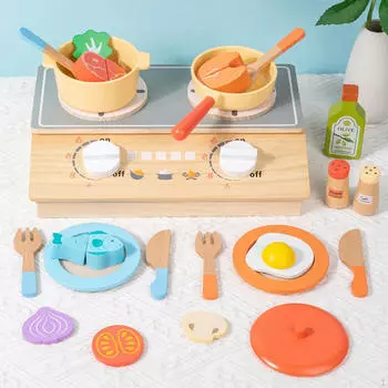 Деревянная кухня для детей, мини с кухонной утварью, игрушки для школьников, для мальчиков и девочек,