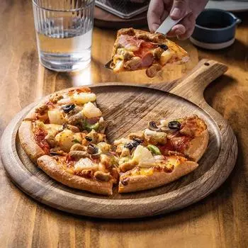 Деревянная кухонная разделочная доска для фруктов, овощей, круглая доска для пиццы, сервировочное блюдо для суши, сыра, кухонная утварь