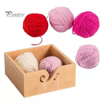 Деревянная квадратная миска для пряжи с отверстием в крышке, держатель для хранения клубков пряжи для вязания крючком, диспенсер, органайзер, аксессуары для вязания крючком B