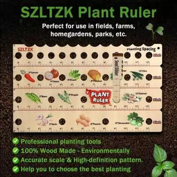 Деревянная линейка для растений с семенами Dibber Многофункциональная линейка для расстояния между семенами с отверстиями Наружный сад Овощи Молодые штаны Руководство по посадке Линейка A