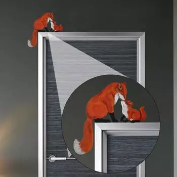 Деревянная лиса дверная рама украшение мать сын животное дверной угол знак домашний офис фасад