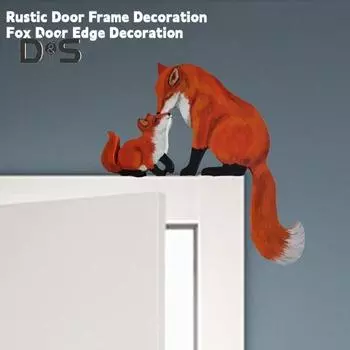 Деревянная лиса дверная рама украшение мать сын животное дверной уголок знак домашний офис передняя дверь украшение на кромку сидения Fox