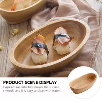 Деревянная лодка для суши из резины, гладкая, толстая, противоскользящая, легко моющаяся, поднос для суши для семейного бара, кафе, вечеринки 20cm / 7.9in