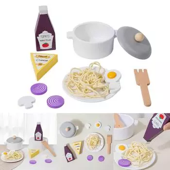 Деревянная лопатка для спагетти, соусница, кухонная утварь, детская ролевая игра, кухонная игрушка, кухонная утварь, подарок на день рождения