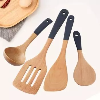 Деревянная лопатка Ложка для супа с эргономичной ручкой Нескользящая термостойкая сковорода Лопатка Ложка для риса D
