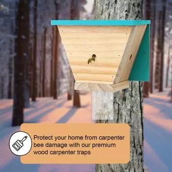 Деревянная ловушка для пчел-плотников снаружи из натурального дерева, сверлящая ловушка для пчел, устойчивая к атмосферным воздействиям форма дома, подвесное украшение для пчел на открытом воздухе жёлтый