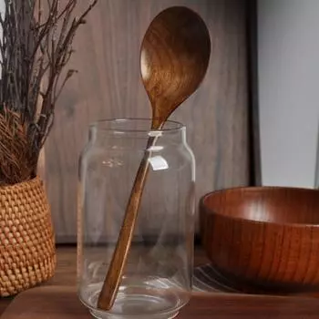 Деревянная ложка с длинной ручкой, ложка для риса в японском стиле, ложки для смешивания супа, кухонная утварь, портативная посуда для кухни