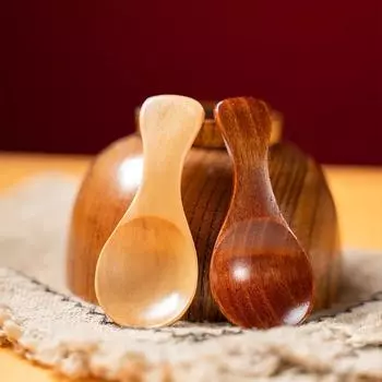 Деревянная ложка с короткой ручкой Десертная ложка Лотосовая деревянная ложка Мини-чайная ложка для мороженого Чайная ложка с широким горлом Кухня деревянная