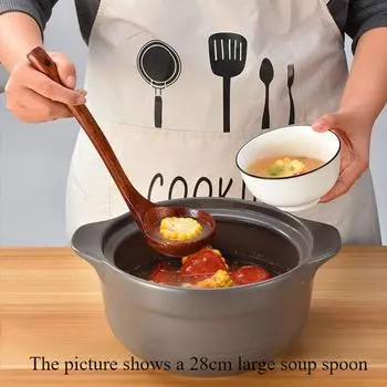 Деревянная ложка-совок для супа из натурального дерева, японская, корейская, для приготовления пищи, смешивания, мешалка для риса, большая длинная ручка, столовые приборы, кухонные принадлежности