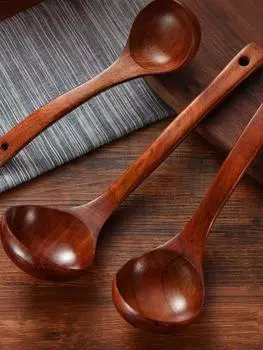 Деревянная ложка-совок для супа из натурального дерева, японская, корейская, для приготовления пищи, смешивания, мешалка для риса, большая длинная ручка, столовые приборы, кухонные принадлежности