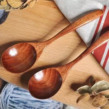 Деревянная ложка, стильная, изысканная, прочная, с длинной ручкой, экологически чистая обеденная ложка для дома