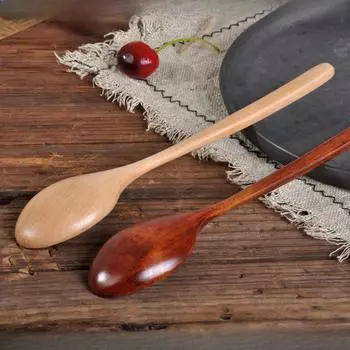 Деревянная ложка Столовая посуда в японском стиле Кухонная утварь Инструменты Ложка для супа Меда Чайная ложка для смешивания кофе коричневый