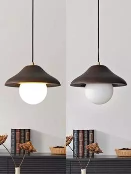 Деревянная люстра Ресторан Кухня Ресторан Бар Подвесная люстра Соломенная шляпа Cold White