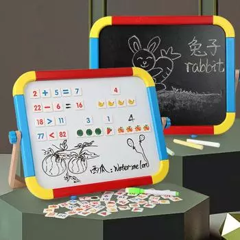 Деревянная маленькая доска для рисования домашняя двухсторонняя доска для рисования граффити стираемая магнитная доска для письма обучающая игрушка для детей разноцветный