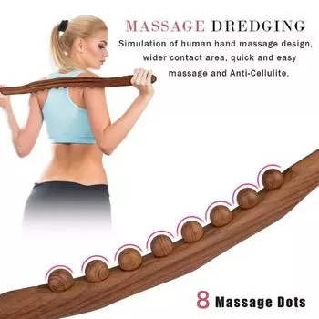 Деревянная массажная палочка, 8 бусин Гуаша для шеи, плеч, спины, скребковый терапевтический ролик, двухсторонний доступный расслабляющий мышцы акупунктурный массажер