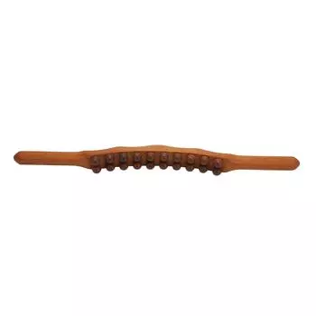 Деревянная массажная палочка с 20 шариками, универсальная эргономичная скребковая палочка для всего тела, массажная палочка для триггерных точек