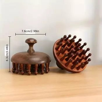 Деревянная массажная расческа для удаления перхоти, щетка с широкими зубьями для мытья головы и ухода за сухими волосами, круглая массажная расческа для кожи головы, инструмент для выскабливания темно-коричневого