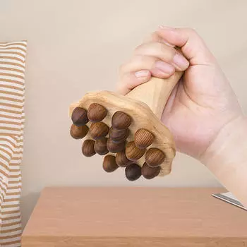 Деревянная массажная щетка для тела, щетка для скребков Гуаша, 16 бусин для точечного массажа и ручного расслабления