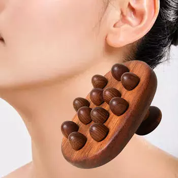 Деревянная массажная щетка, скребок, универсальный инструмент с 12 бусинами, портативный для ног