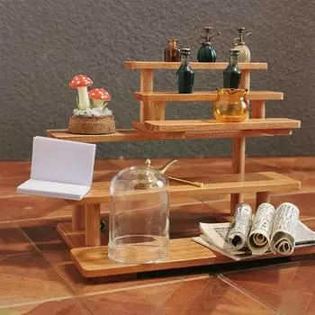Деревянная мебель DIY аксессуары 1:12 кукольных мини-цветочных подставок, трехъярусные стеллажи для показа моделей, декоративных игрушек