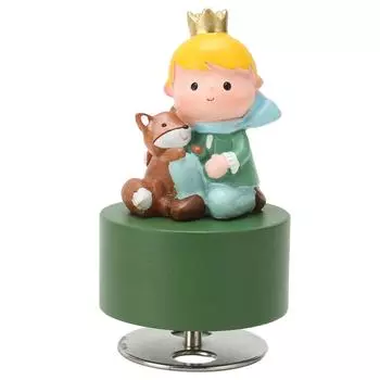 Деревянная механическая музыкальная шкатулка инновационная милая мультяшная фигурка вращающаяся зеленая основа деревянный механизм