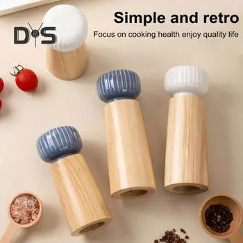 Деревянная мельница для перца, ручная мельница для соли и перца, регулируемая крупнозернистая мельница, многоразовая мельница для соли и перца с керамической крышкой 6inch белый