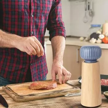 Деревянная мельница для перца Yousheng, ручная мельница для соли и перца, регулируемая крупнозернистая мельница, многоразовая мельница для соли и перца с керамической крышкой 6inch белый