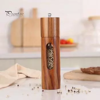 Деревянная мельница для соли и перца, многоразовая мельница, ручная мельница для перца, регулируемая степень помола, кухонный гаджет коричневый
