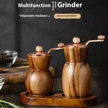 Деревянная мельница для соли и перца, ручной набор с основанием, многоцелевые мельницы для перца, органайзер для приправ, кухонные принадлежности для приготовления пищи