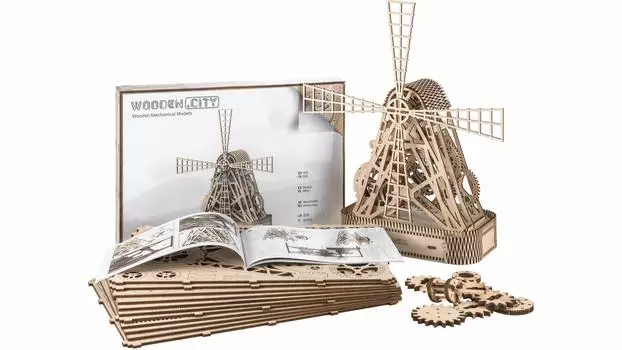 Деревянная мельница ферма красивая скульптура мельницы или игрушечная мельница 3D модель WOODEN.CITY