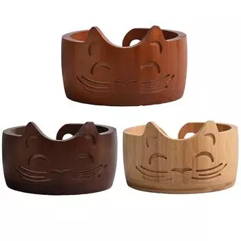 Деревянная миска для пряжи Миска для хранения пряжи в форме кошки Многофункциональные аксессуары для вязания крючком vintage color