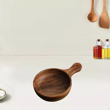 Деревянная миска столовая посуда с ручкой ручной работы гладкий пищевой контейнер для еды на кухне