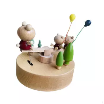 Деревянная музыкальная шкатулка, аксессуары для домашнего декора с медведями и качелями, украшение на столешницу, центральный элемент стола