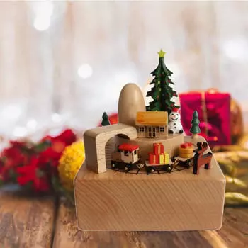 Деревянная музыкальная шкатулка, центральный элемент стола, коллекционное милое украшение для стола, рождественское украшение