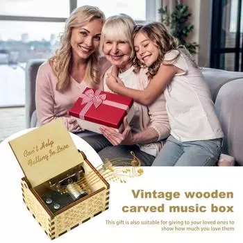 Деревянная музыкальная шкатулка, коллекционная музыкальная шкатулка с ручным заводом, в стиле ретро, музыкальная шкатулка для подарка на день рождения, день святого валентина, рождество 2
