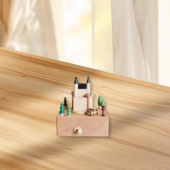 Деревянная музыкальная шкатулка рождественские украшения поделки коллекционная вращающаяся фигурка настольная Castle